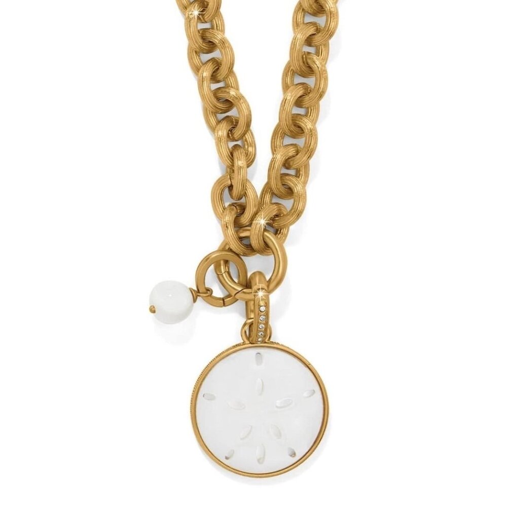 New Brighton Del Mar Charm Gold Crystals Pearl Pendant Large Link Chain Necklace